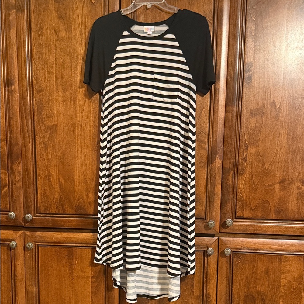 LuLaRoe Black and White Striped Carly Dress